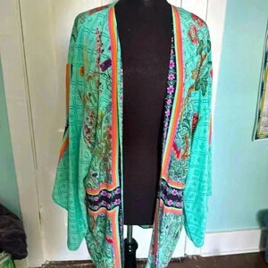 Moda Baronessa silk vail Leon short caftan kimono coverup M/L NWT